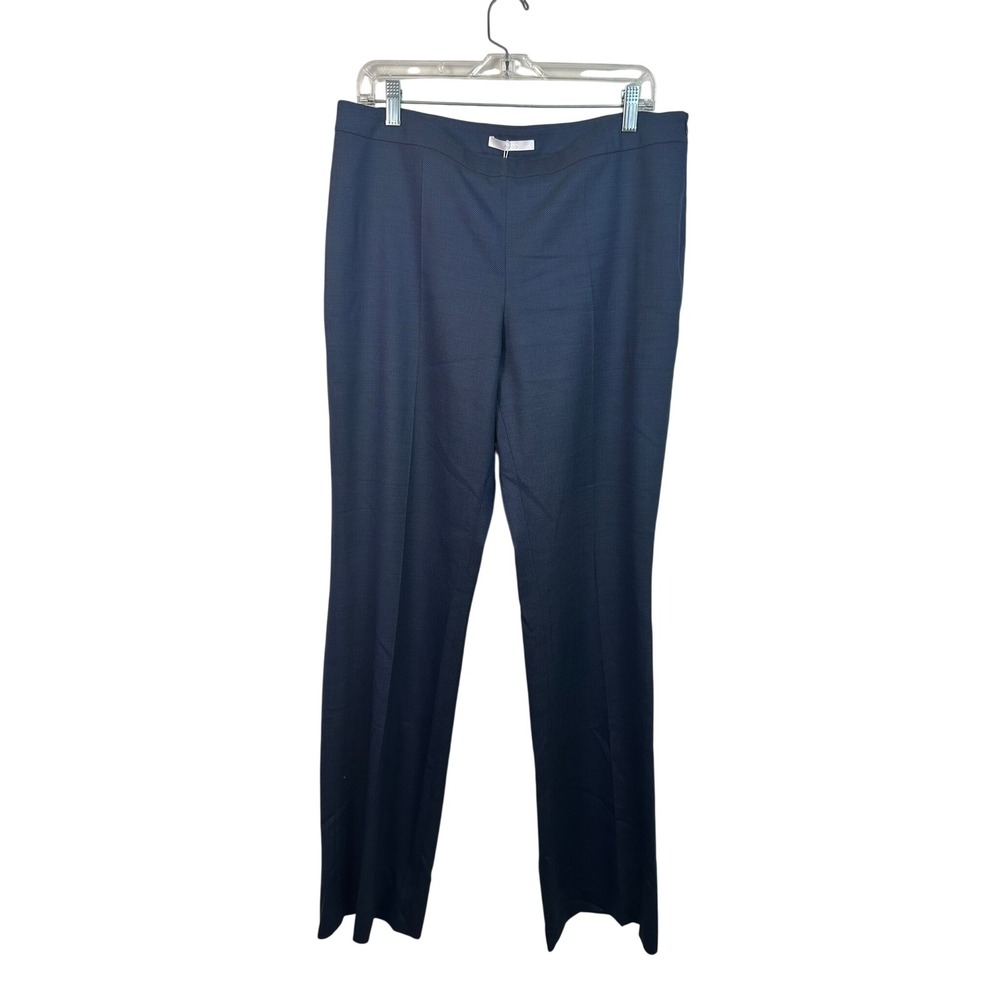 Hugo Boss Tulea Dress Pants Women 10 Navy Blue New Virgin Wool Side Zip Trousers